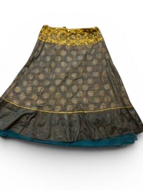 Vintage Yellow Waist Floral-Trim Skirt - Women